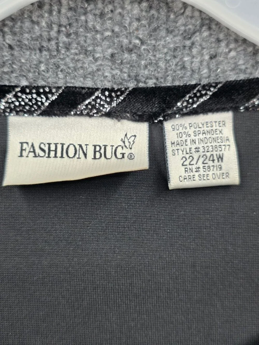 Vintage Fashion Bug Silver Glitter Stripe Cardigan 22/24W Black Disco Glam Party